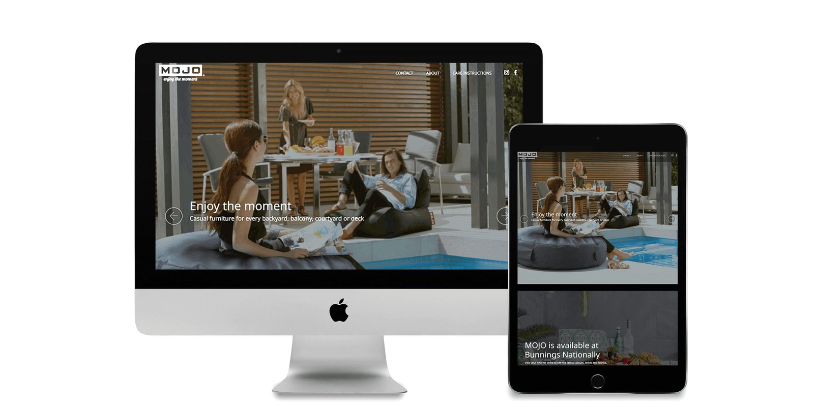 The Mojo website on a desktop and tablet