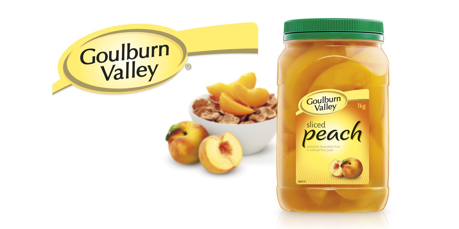 Goulburn Valley sliced peaches with the Goulburn Valley logo