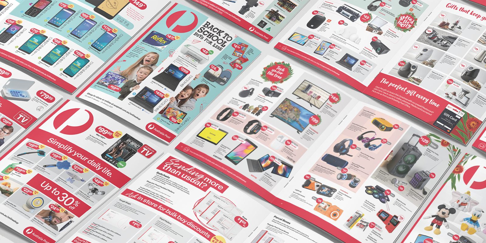 Australia Post multi-page catalogue spreads and brochures